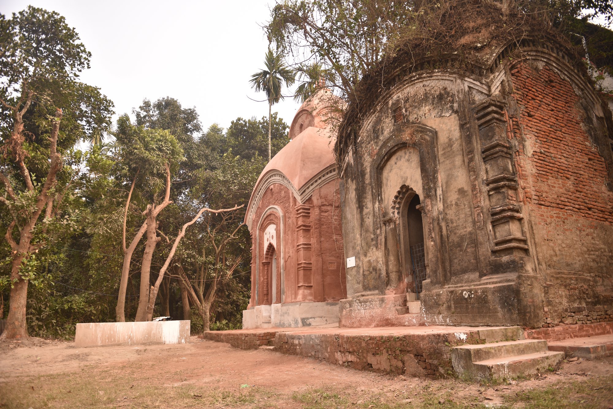Jora Shiva Temple exterior — the restored terracotta temple at Bokultala Math, Boral