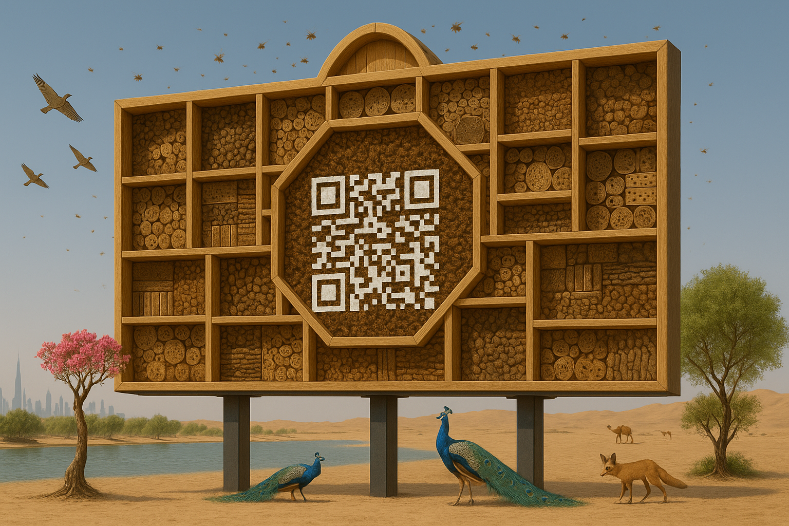 Desert Hive Billboard hero concept render at scale